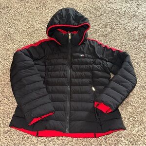 Tommy Hilfiger Black and Red Puffer Jacket barely worn